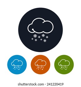 Icon clouds with snowflakes , four types of colorful round icons  snowfall  ,  weather symbol, vector illustration