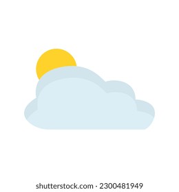 icon of clouds and sun, cloudy weather, vector illustration