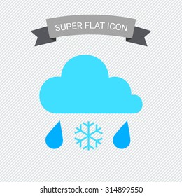 Icon of clouds and two falling raindrops