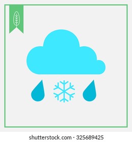 Icon of clouds and two falling raindrops