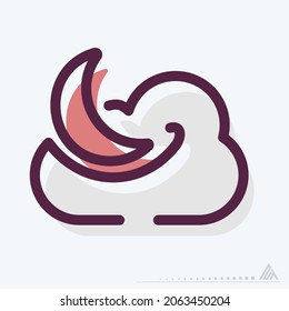 Icon Cloudy Night - MBE Syle - Simple illustration, Editable stroke, Design template vector, Good for prints, posters, advertisements, announcements, info graphics, etc.