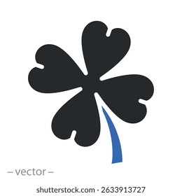 icon of clover with four leaf, flat vector illustration