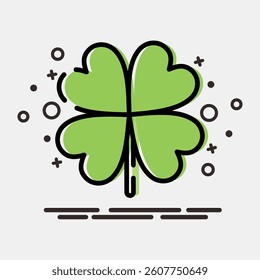 Icon clover. Plant leaves elements. Icon in MBE style.