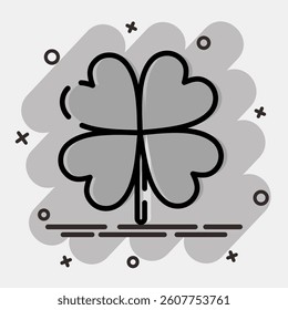 Icon clover. Plant leaves elements. Icon in comic style.