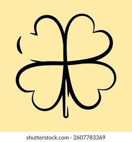 Icon clover. Plant leaves elements. Icon in hand drawn style.