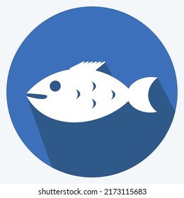 Icon Clown Fish. suitable for Sea symbol. long shadow style. simple design editable. design template vector. simple symbol illustration