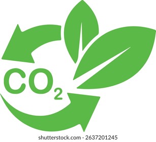 Icon of CO2 carbon dioxide emission green energy ecology recycling sustainability environment carbon footrpint. Editable stroke. Thin line icons collection, flat illustrations.
