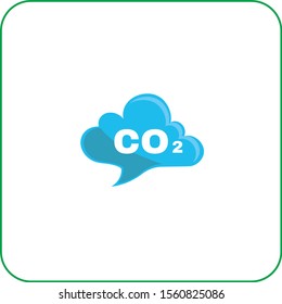 Icon of CO2 sign in green cloud vector icon