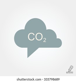 Icon of CO2 sign in grey cloud