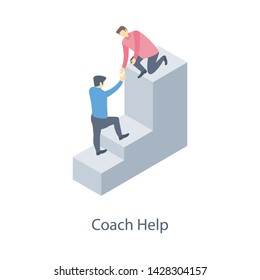 
Icon of coach help isometric design
