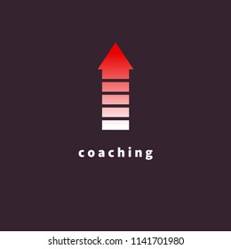 Icon coach, transformation, evolution, transformation, coaching. Up arrow. Vector illustration