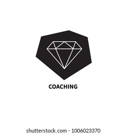 Icon coaching. Logo coach, diamond in stone. Concept of change, improvement, growth, development. Vector illustration