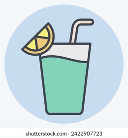 Icon Cocktail 2. related to Cocktails,Drink symbol. color mate style. simple design editable. simple illustration