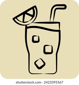 Icon Cocktail 3. related to Cocktails,Drink symbol. hand drawn style. simple design editable. simple illustration