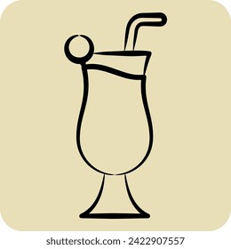 Icon Cocktail 4. related to Cocktails,Drink symbol. hand drawn style. simple design editable. simple illustration