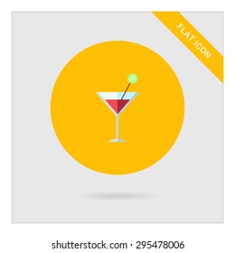 Icon of cocktail class with drink and olive on party pick