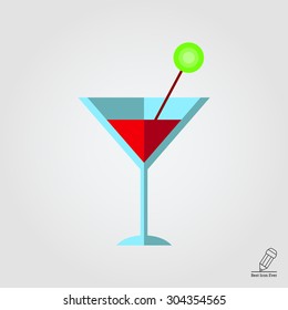Icon of cocktail class with drink and olive on party pick