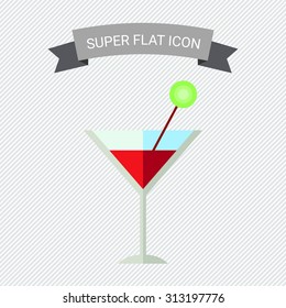 Icon of cocktail class with drink and olive on party pick