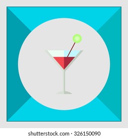 Icon of cocktail class with drink and olive on party pick
