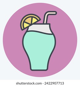 Icon Cocktail. related to Cocktails,Drink symbol. color mate style. simple design editable. simple illustration