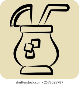 Icon Cocktail. related to Summer symbol. hand drawn style. design editable