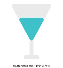 icon cocktail using flat style and blue color dominate