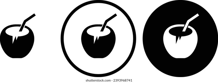 icon coconut black outline for web site design 
and mobile dark mode apps 
Vector illustration on a white background