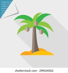 Icon of coconut palm tree on tropical island 