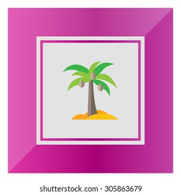 Icon of coconut palm tree on tropical island 