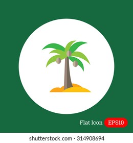 Icon of coconut palm tree on tropical island 
