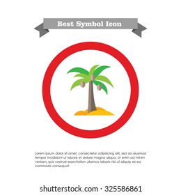 Icon of coconut palm tree on tropical island 