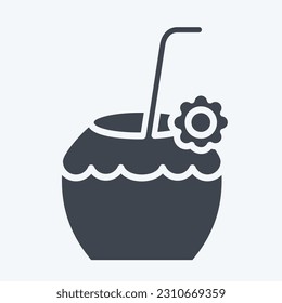 Icon Coconut. related to Hawaii symbol. glyph style. simple design editable. vector