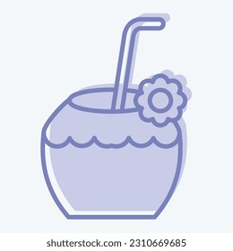 Icon Coconut. related to Hawaii symbol. two tone style. simple design editable. vector