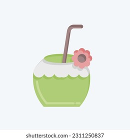 Icon Coconut. related to Hawaii symbol. flat style. simple design editable. vector