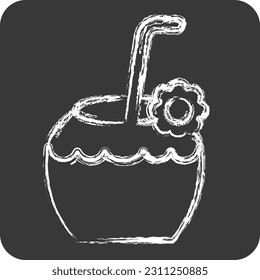 Icon Coconut. related to Hawaii symbol. chalk Style. simple design editable. vector