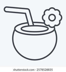 Icon Coconut. related to Summer symbol. line style. design editable