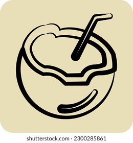 Coco de iconos. adecuado para el símbolo Nuts. estilo dibujado a mano. diseño simple editable. vector de plantilla de diseño. ilustración simple