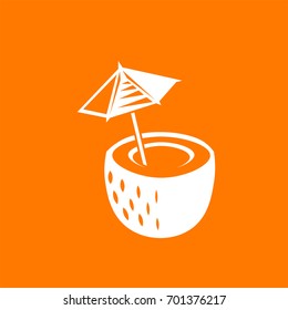 icon of coconut with umbrella