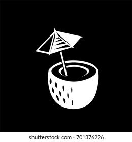 icon of coconut with umbrella