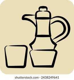 Icon Coffe. related to Qatar symbol. hand drawn style. simple design illustration.