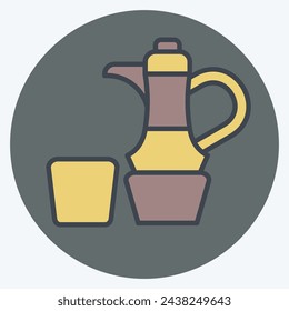 Icon Coffe. related to Qatar symbol. color mate style. simple design illustration.