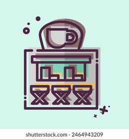 Icon Coffe Shop. related to City symbol. MBE style. simple design illustration