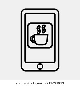 Icon coffee app. Coffee shop elements. Icon in line style.