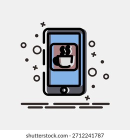 Icon coffee app. Coffee shop elements. Icon in MBE style.