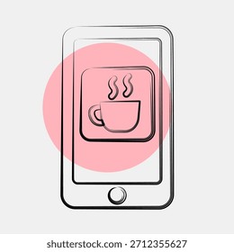 Icon coffee app. Coffee shop elements. Icon in color spot style.