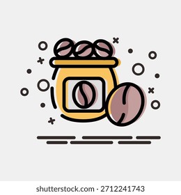 Icono de grano de café. Elementos de cafetería. Icono en estilo MBE.