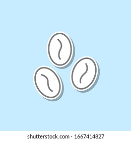 Icono de pegatina de grano de café. Línea delgada simple, contorno vectorial de iconos web para ui y ux, sitio web o aplicación móvil