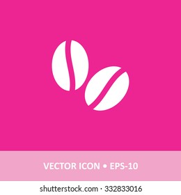 Icon of Coffee Beans on Magenta Color Background. Eps-10.