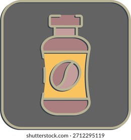 Icon coffee bottle. Coffee shop elements. Icon in embossed style.