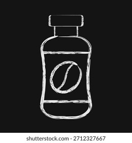 Icon coffee bottle. Coffee shop elements. Icon in chalk style.